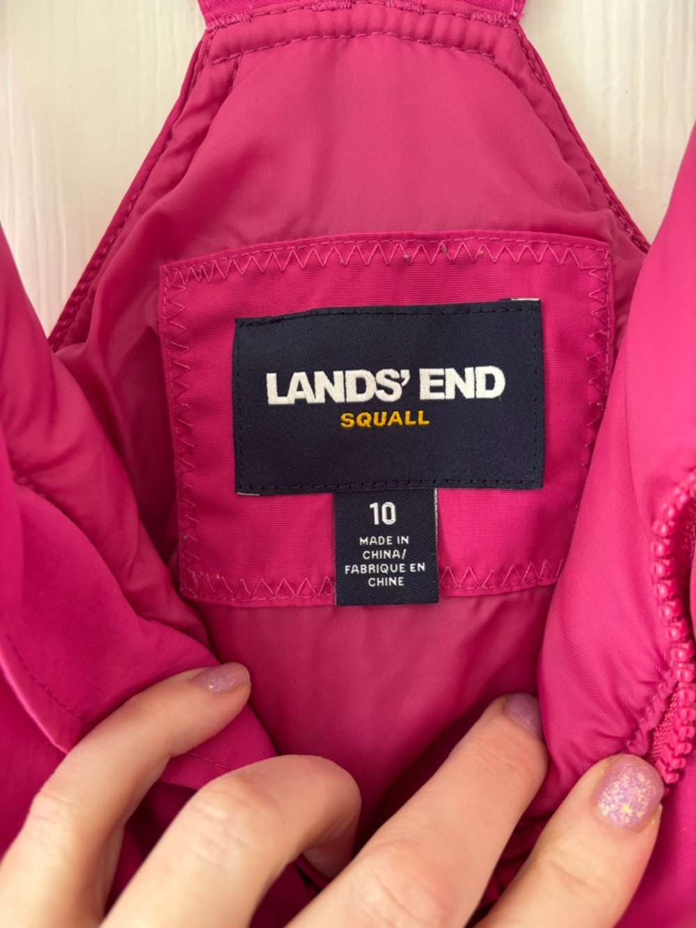 Lands' End Bright Pink Kids' Squall Snow Bib - Picture 2 of 4